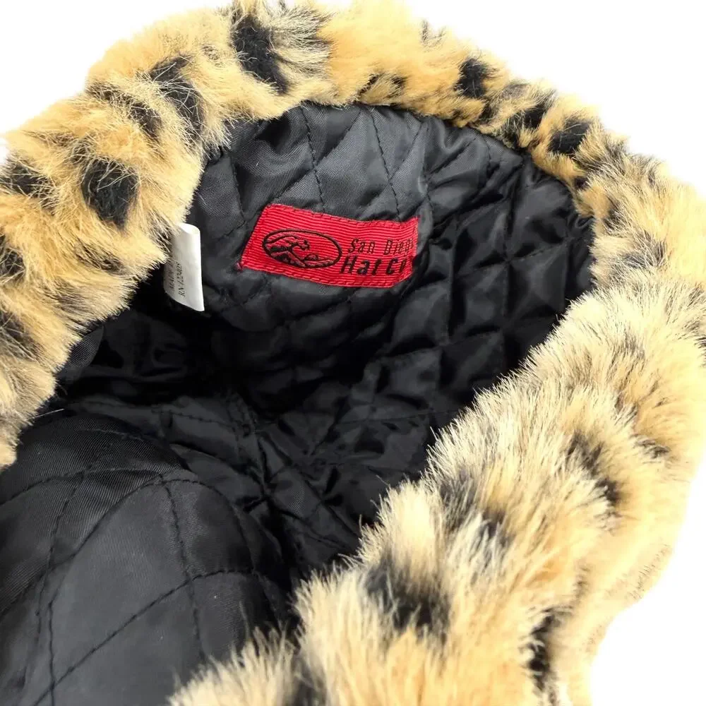 San Diego Hat Company Brown Black Leopard Faux Fur Winter Cloche Hat